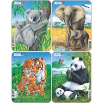 Пазл Коала, слон, тигр, панда (4), в ассортименте, 8 деталей