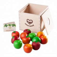 Счетный материал 12 Наливных яблочек - 4 сорта в коробочке-сортере